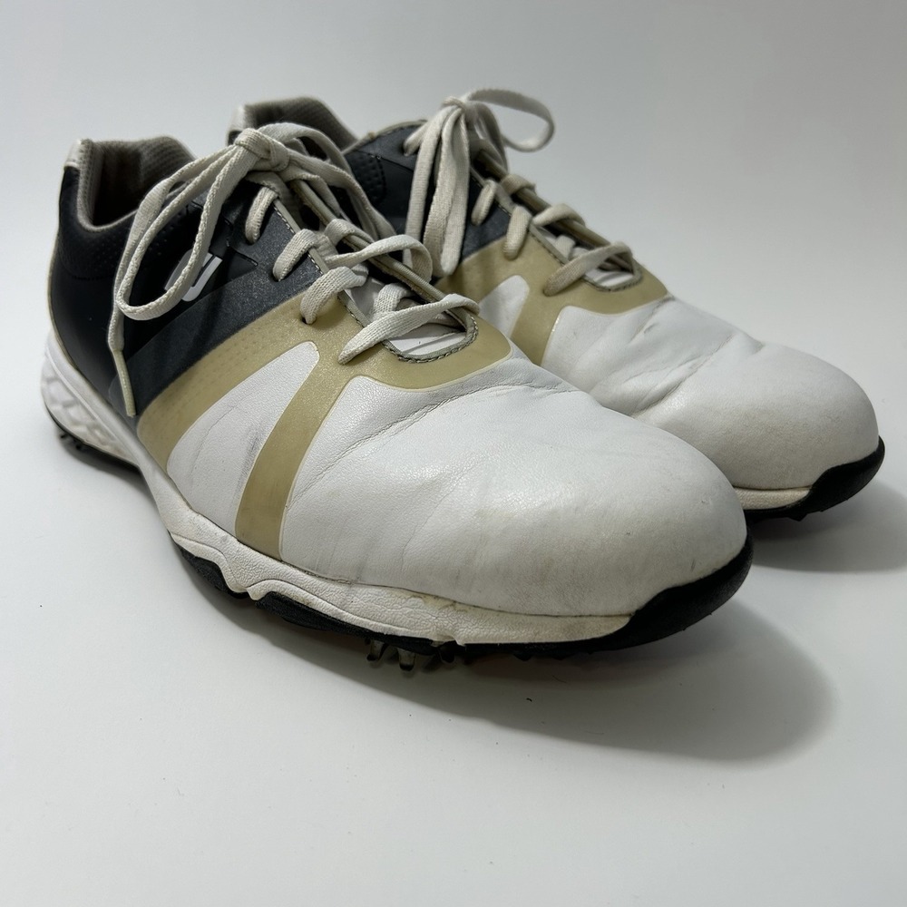 FootJoy Energize Mens Golf Shoes White Black Tan Spiked 58139 Size 9 M